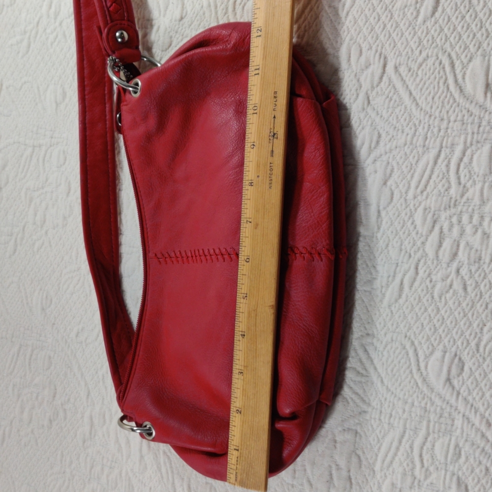 The Sak Red Leather Weaved Strap & Stitch Design Handbag - Picture 11 of 12